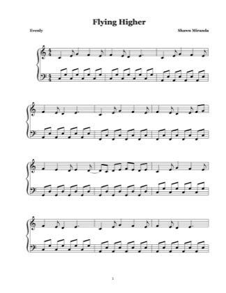 Thumbnail of first page of Flying Higher piano sheet music PDF by Shawn Miranda.