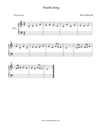 Thumbnail of first page of Fourth Song piano sheet music PDF by Shawn Miranda.