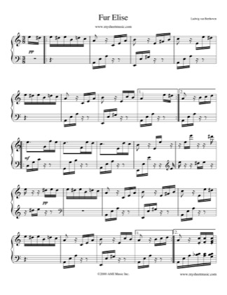 Fur Elise - Ludwig Van Beethoven Free Piano Sheet Music Pdf