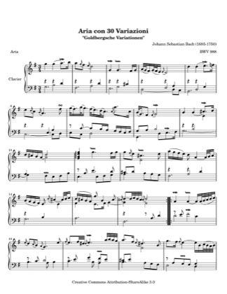 Thumbnail of first page of Goldberg Variations - Aria piano sheet music PDF by Johann Sebastian Bach.