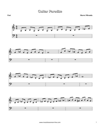 Thumbnail of first page of Guitar Paradise piano sheet music PDF by Shawn Miranda.
