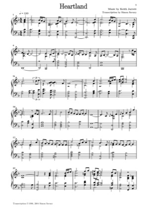 Thumbnail of first page of Heartland piano sheet music PDF by Keith Jarrett.