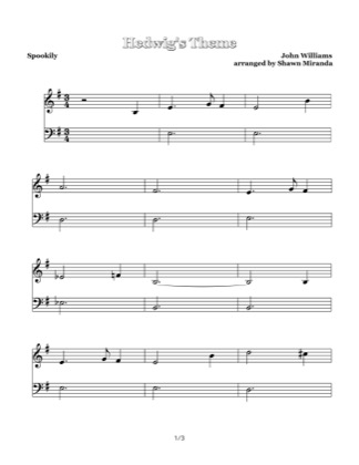 Thumbnail of first page of Hedwig's Theme (easy) piano sheet music PDF by Harry Potter.