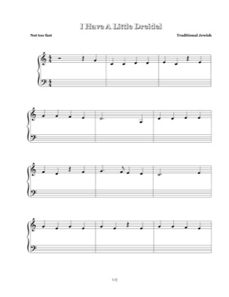Thumbnail of first page of I Have A Little Dreidel piano sheet music PDF by Traditional Jewish Folk Song.