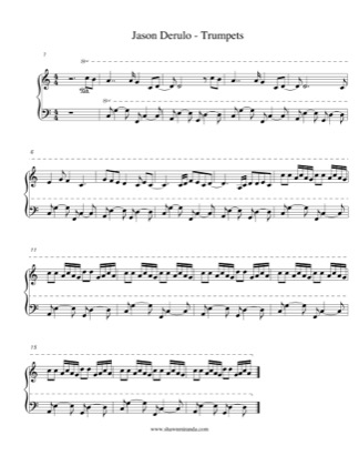 Thumbnail of first page of Trumpets (easy) piano sheet music PDF by Jason Derulo.