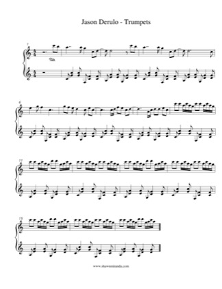 Thumbnail of first page of Trumpets piano sheet music PDF by Jason Derulo.
