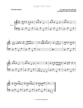 Thumbnail of first page of Jingle Bell Rock (easy) piano sheet music PDF by Joe Beal and Jim Boothe.