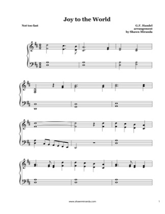 Thumbnail of first page of Joy To The World piano sheet music PDF by Christmas Carol.