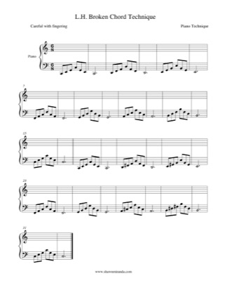 Thumbnail of first page of L.H. Broken Chord Technique piano sheet music PDF by Anonymous.