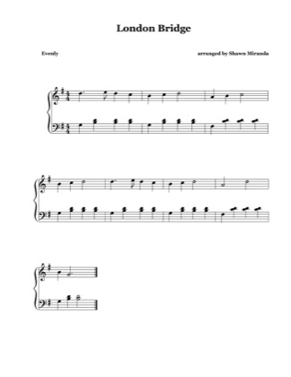 Thumbnail of first page of London Bridge piano sheet music PDF by Nursery Rhymes.