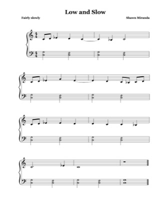 Thumbnail of first page of Low And Slow piano sheet music PDF by Shawn Miranda.