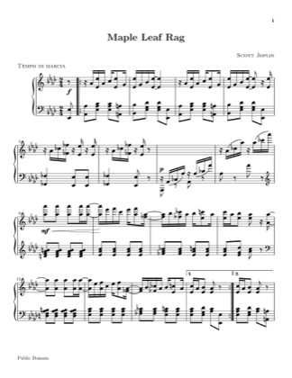 Thumbnail of first page of Maple Leaf Rag (2) piano sheet music PDF by Scott Joplin.