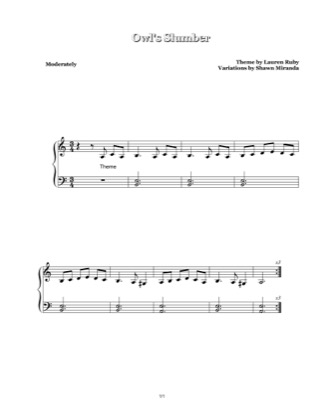 Thumbnail of first page of Owl's Slumber piano sheet music PDF by Lauren Ruby.