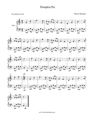 Thumbnail of first page of Pumkin Pie piano sheet music PDF by Shawn Miranda.