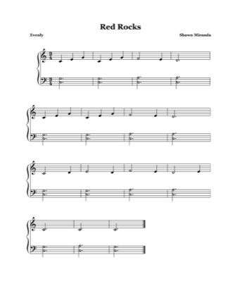 Thumbnail of first page of Red Rocks (2) piano sheet music PDF by Shawn Miranda.