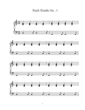 Thumbnail of first page of Rock Etude 1 piano sheet music PDF by Anonymous.
