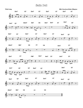 Thumbnail of first page of Satin Doll piano sheet music PDF by Duke Ellington.