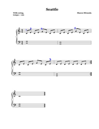 Thumbnail of first page of Seattle (fingered) piano sheet music PDF by Shawn Miranda.