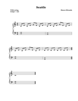 Thumbnail of first page of Seattle (simpler) piano sheet music PDF by Shawn Miranda.