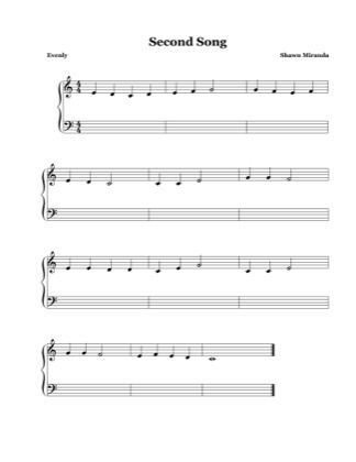 Thumbnail of first page of Second Song piano sheet music PDF by Shawn Miranda.