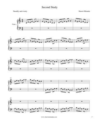 Thumbnail of first page of Second Study piano sheet music PDF by Shawn Miranda.