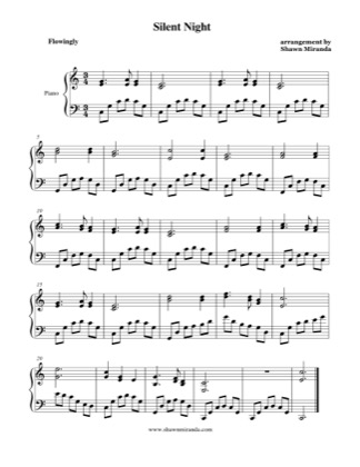 Thumbnail of first page of Silent Night piano sheet music PDF by Christmas Carol.