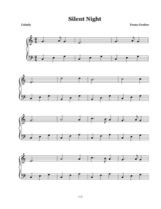 Thumbnail of first page of Silent Night (2) piano sheet music PDF by Christmas Carol.