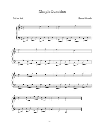 Thumbnail of first page of Simple Sonatina piano sheet music PDF by Shawn Miranda.