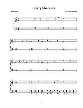 Thumbnail of first page of Starry Shadows piano sheet music PDF by Kaitlyn Ellington.