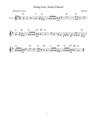 Thumbnail of first page of Swing Low, Sweet Chariot piano sheet music PDF by Traditional.