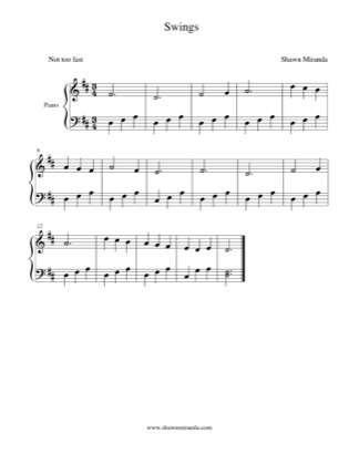 Thumbnail of first page of Swings piano sheet music PDF by Shawn Miranda.