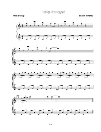 Thumbnail of first page of Taffy Annoyed piano sheet music PDF by Shawn Miranda.