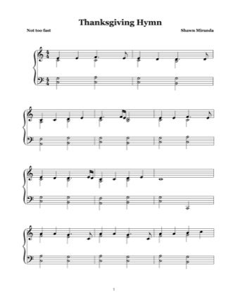 Thumbnail of first page of Thanksgiving Hymn piano sheet music PDF by Shawn Miranda.