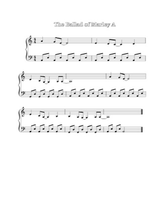 Thumbnail of first page of The Ballad Of Marley A piano sheet music PDF by Shawn Miranda.
