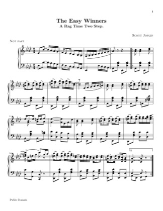 Thumbnail of first page of The Easy Winners - A Rag Time Two Step piano sheet music PDF by Scott Joplin.