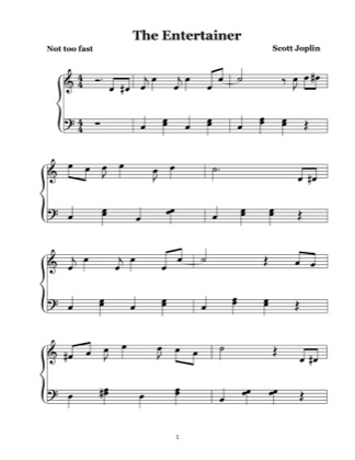 Thumbnail of first page of The Entertainer (Easy) piano sheet music PDF by Scott Joplin.