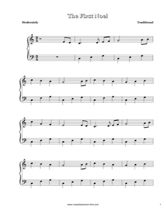 Thumbnail of first page of The First Noel piano sheet music PDF by Christmas Carol.