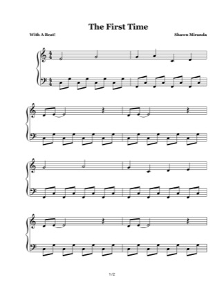 Thumbnail of first page of The First Time piano sheet music PDF by Shawn Miranda.