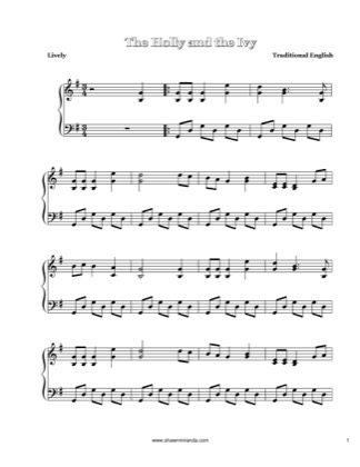 Thumbnail of first page of The Holly And The Ivy piano sheet music PDF by Traditional English Carol.