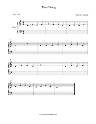 Thumbnail of first page of Third Song piano sheet music PDF by Shawn Miranda.