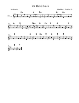 Thumbnail of first page of We Three Kings piano sheet music PDF by Christmas Carol.