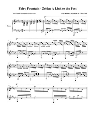 Thumbnail of first page of Fairy Fountain piano sheet music PDF by The Legend of Zelda: A Link to the Past.