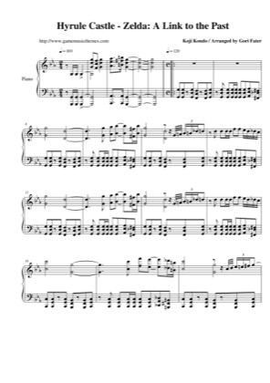 Thumbnail of first page of Hyrule Castle piano sheet music PDF by The Legend of Zelda: A Link to the Past.