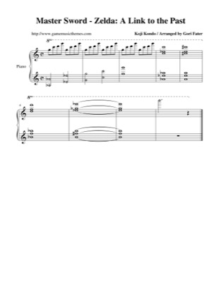 Thumbnail of first page of Master Sword piano sheet music PDF by The Legend of Zelda: A Link to the Past.