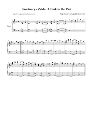 Thumbnail of first page of Sanctuary piano sheet music PDF by The Legend of Zelda: A Link to the Past.