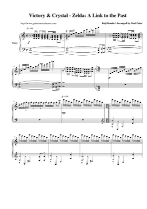 Thumbnail of first page of Victory & Crystal piano sheet music PDF by The Legend of Zelda: A Link to the Past.