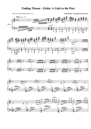 Thumbnail of first page of Ending Theme piano sheet music PDF by The Legend of Zelda: A Link to the Past.
