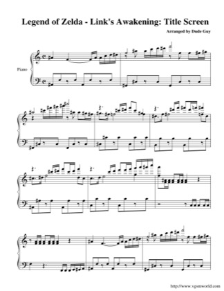 Thumbnail of first page of Title Screen piano sheet music PDF by The Legend of Zelda: Link's Awakening.