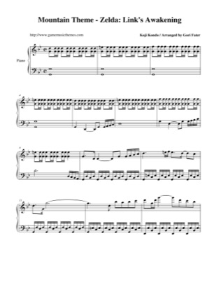 Thumbnail of first page of Mountain Theme piano sheet music PDF by The Legend of Zelda: Link's Awakening.