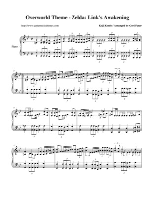 Thumbnail of first page of Overworld Theme piano sheet music PDF by The Legend of Zelda: Link's Awakening.